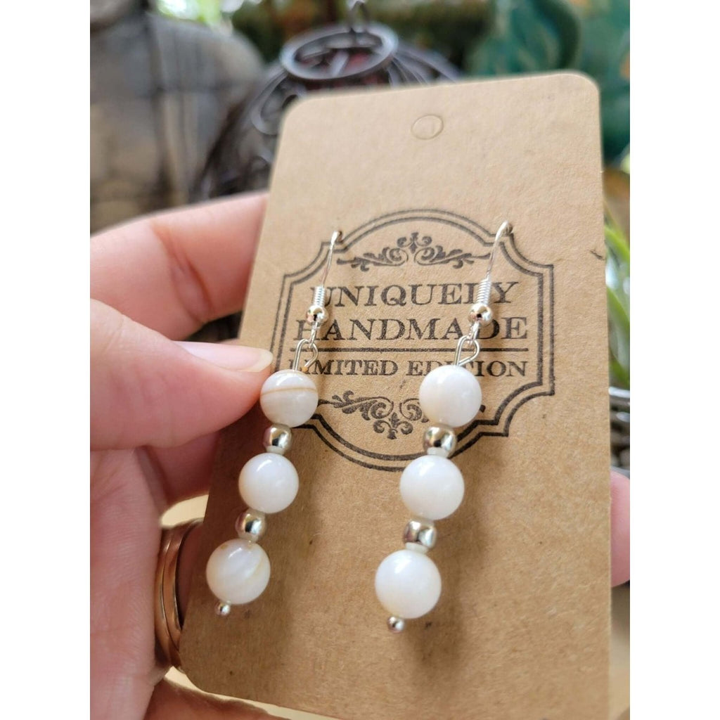 Mother Of Pearl Earrings/ Healing Earrings / Mother of Pearls Beads -