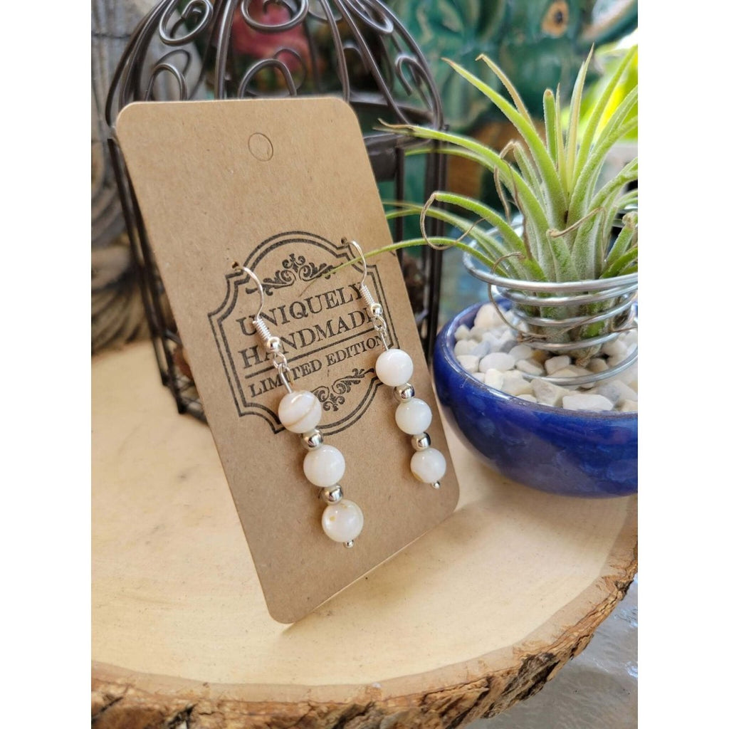 Mother Of Pearl Earrings/ Healing Earrings / Mother of Pearls Beads -