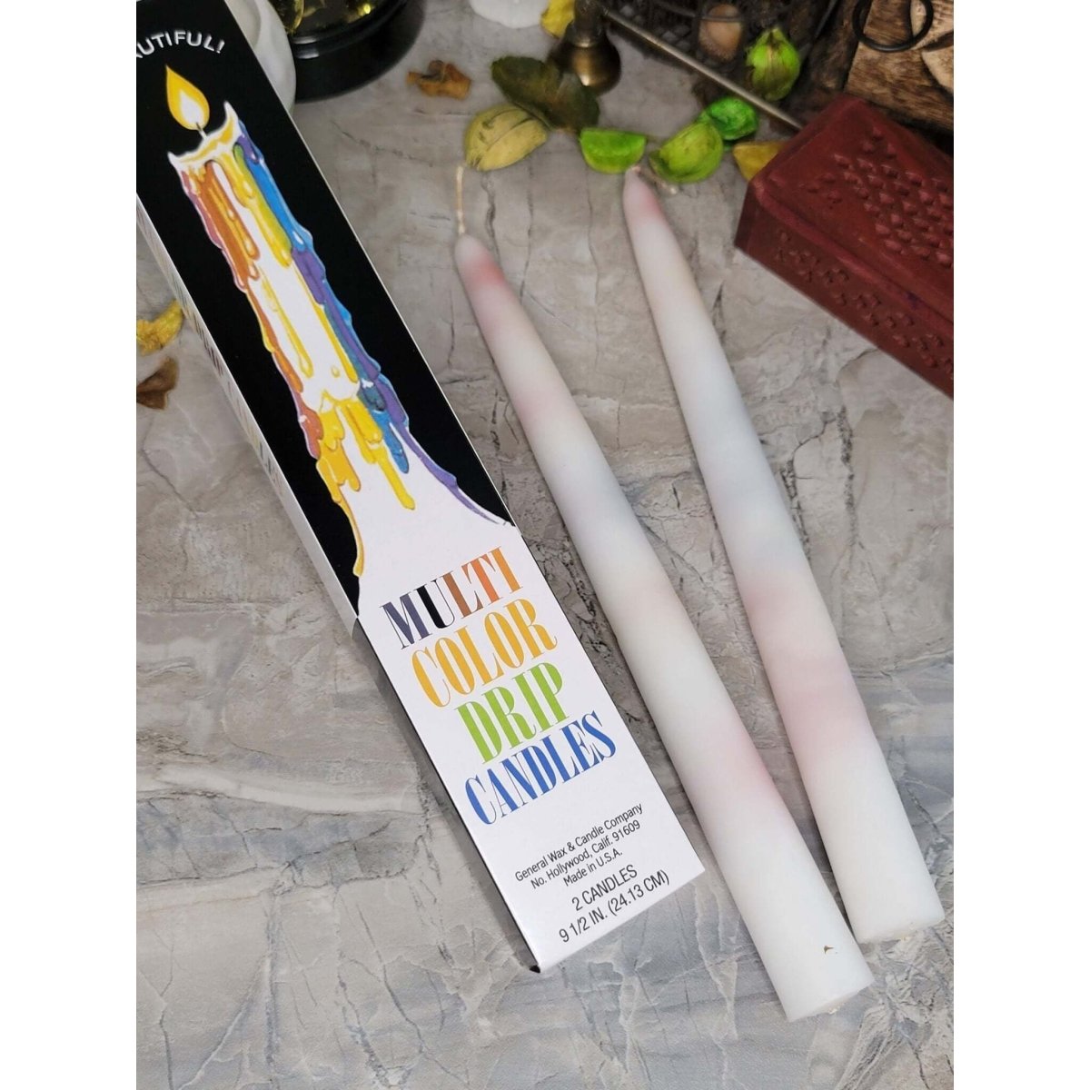 Multi-Color Drip Taper Candles/ Color Taper Candles/ Pack of Two -