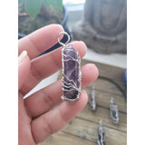 Natural Amethyst Big Wire Wrapped Pendants and Cord , Brass Wires, prismatic with Tree of Life / Crystal Jewelry -crystal pendant