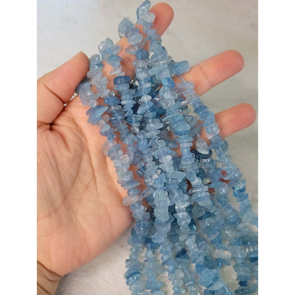 Natural Aquamarine Gemstone Chip, 15.5 Strand Crystal Chip Necklace Jewelry Making -Jewelry Making Kits