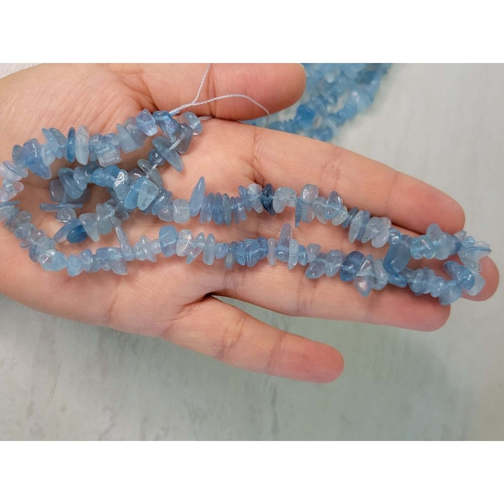 Natural Aquamarine Gemstone Chip, 15.5 Strand Crystal Chip Necklace Jewelry Making -Jewelry Making Kits