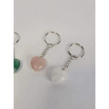 Natural Gemstone Keychain, Heart Crystal Shape -