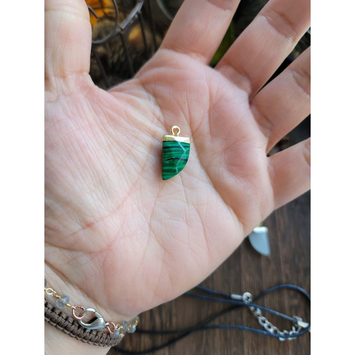 Natural Gemstones Pendants, Top Light Gold Plated, Scabbard Faceted Crystal with Cord -