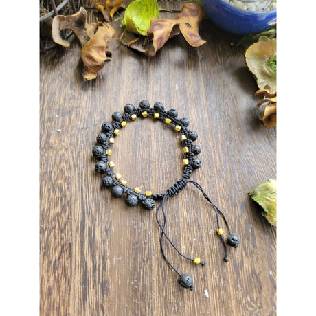 Natural lava rock braided bead bracelets -Bracelets