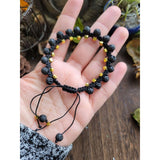 Natural lava rock braided bead bracelets -Bracelets