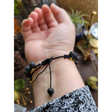 Natural lava rock braided bead bracelets -Bracelets