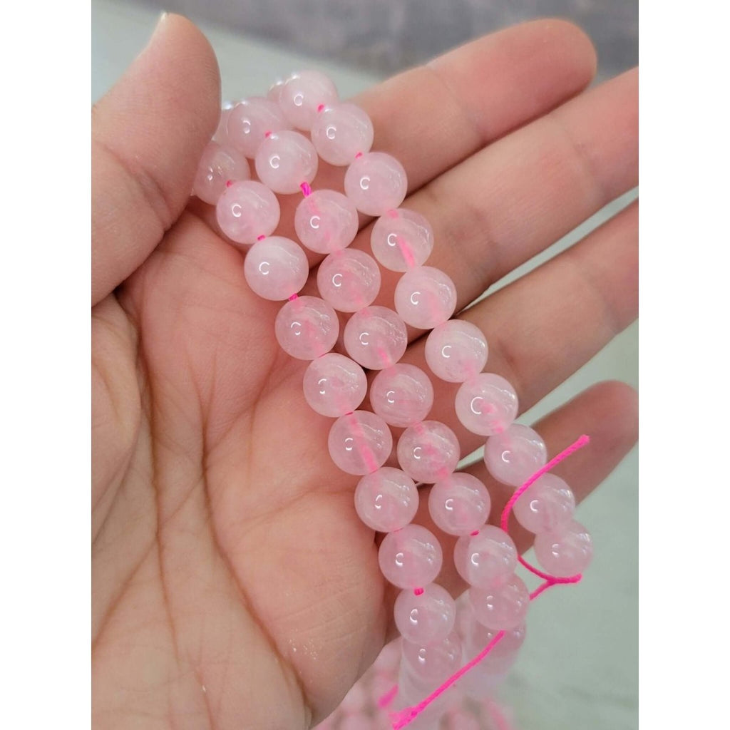 Natural Rose Quartz Crystal Pink Stone Gemstone Round 8mm Half Strand -Crystals