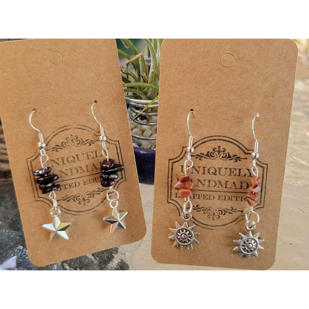 New Charms ! Crystal Earrings ,Stacked Stone Drop Earrings |Charm and Crystal Earrings ,Witch Jewelry, Healing Crystal Energy -