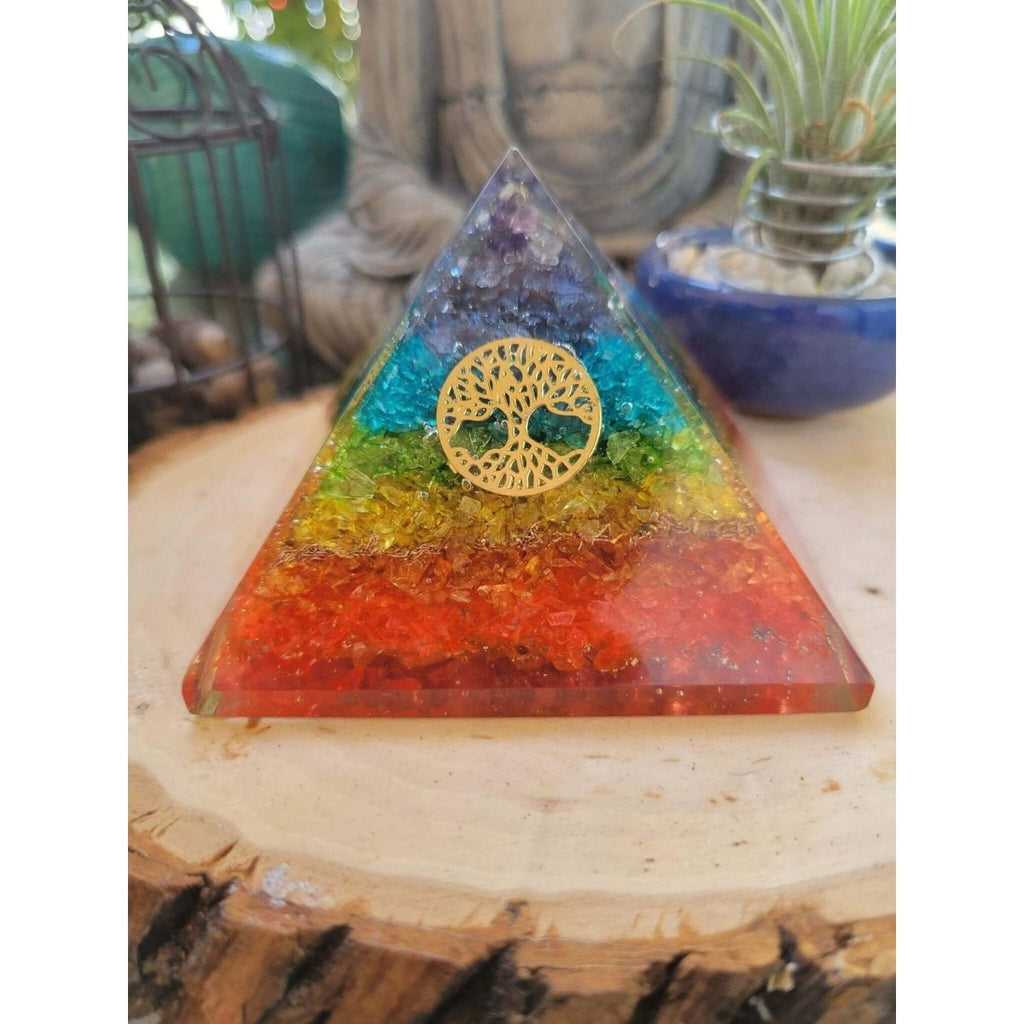 Orgone energy pyramid 7 chakra with tree of life -Crystals