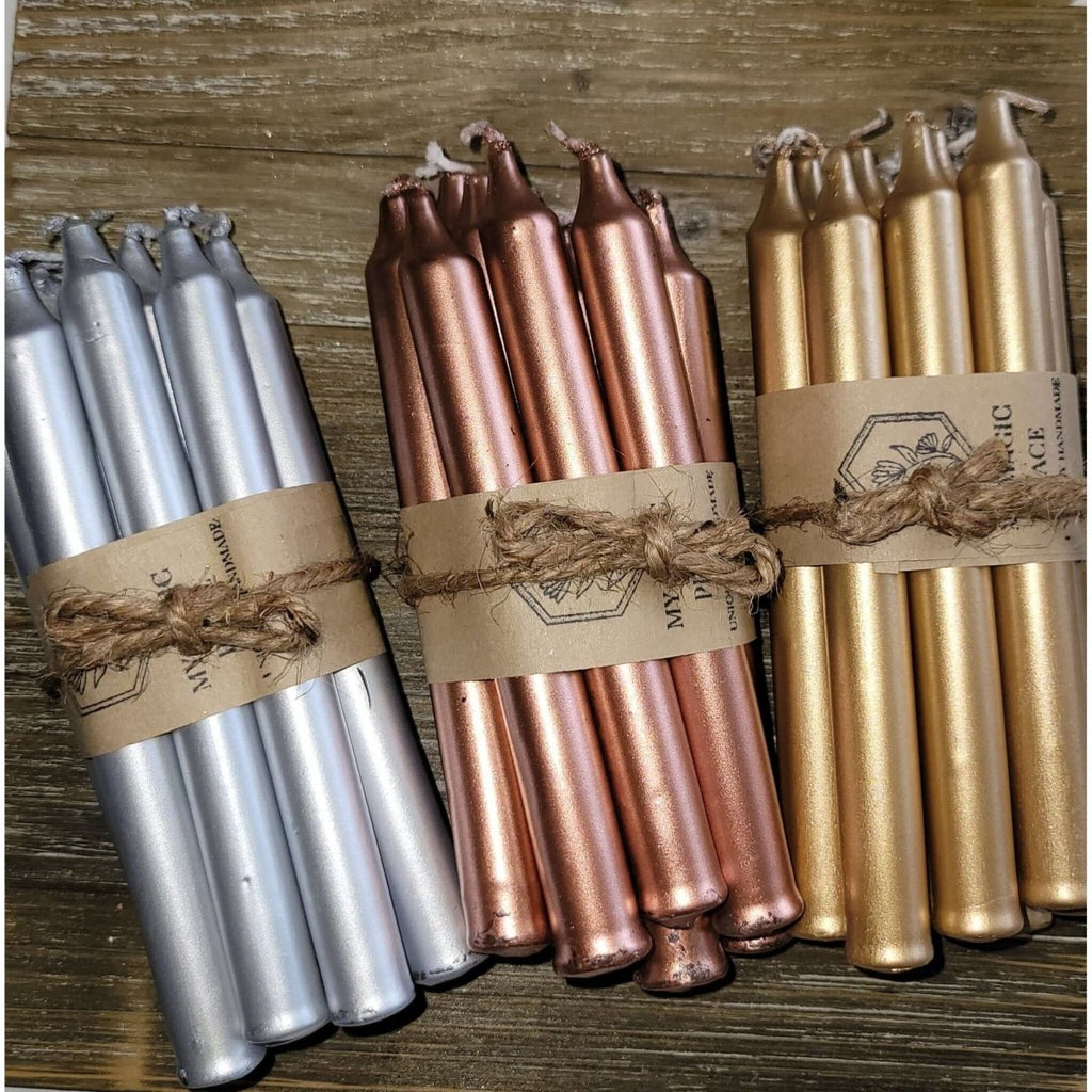 Pack of 10 , Gold , Silver or Copper color Pack of Candle -Candles