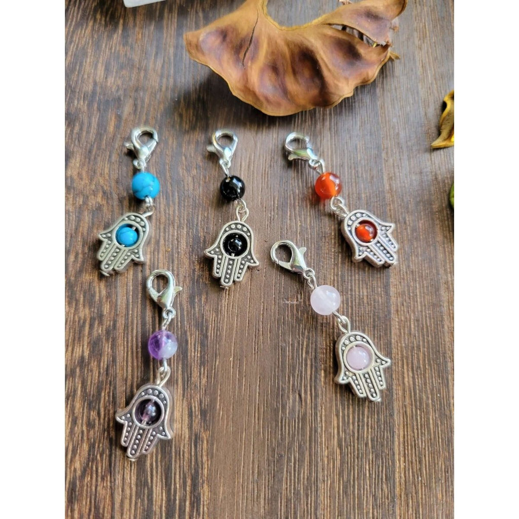 Pendants, with Natural & Synthetic Mixed Stone Beads and Lobster Claw Clasps, Hamsa Hand/Hand of Fatima/Hand of Miriam -Charms & Pendants