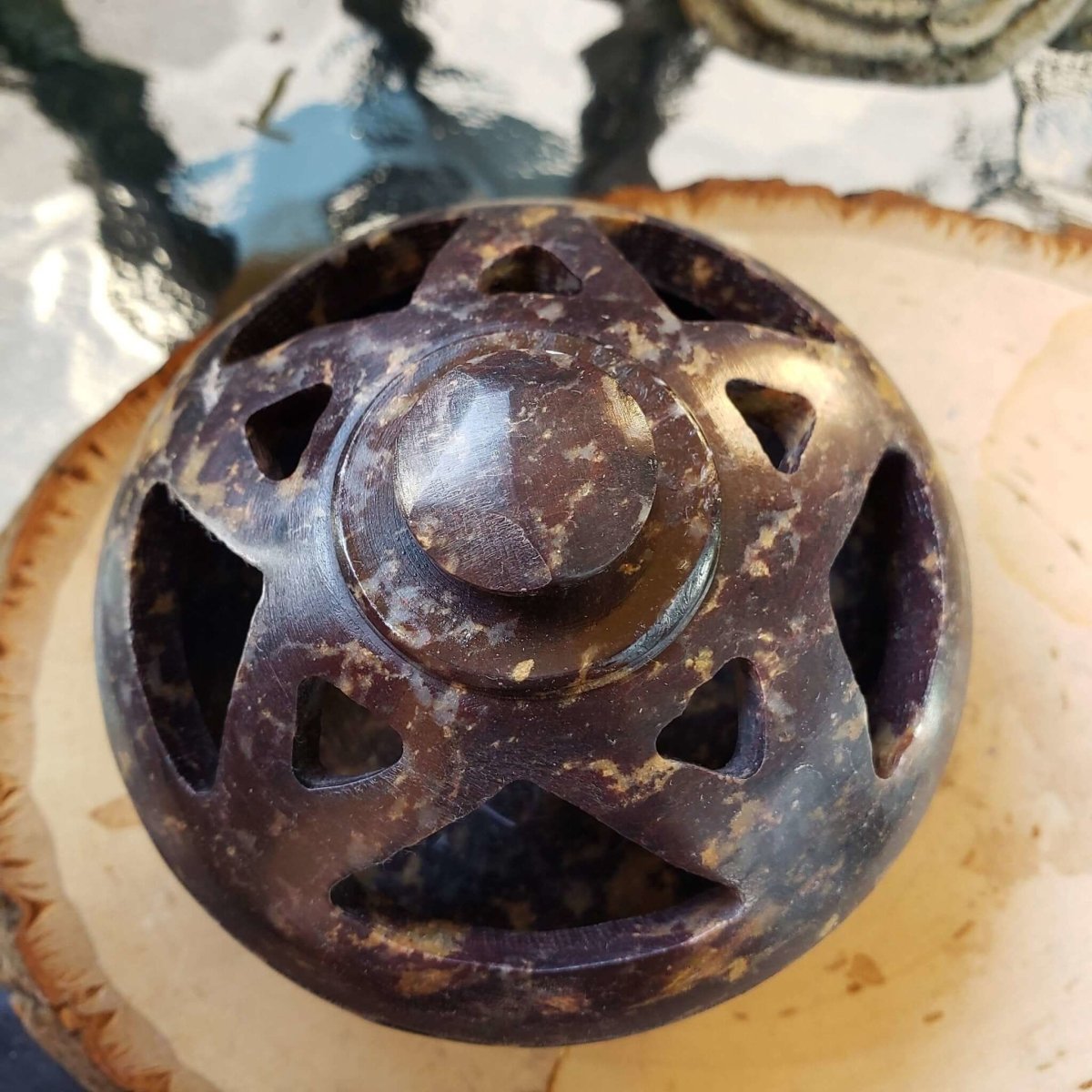 Pentacle Soapstone Multi Burner, Charcoal Burner, Incense holder -