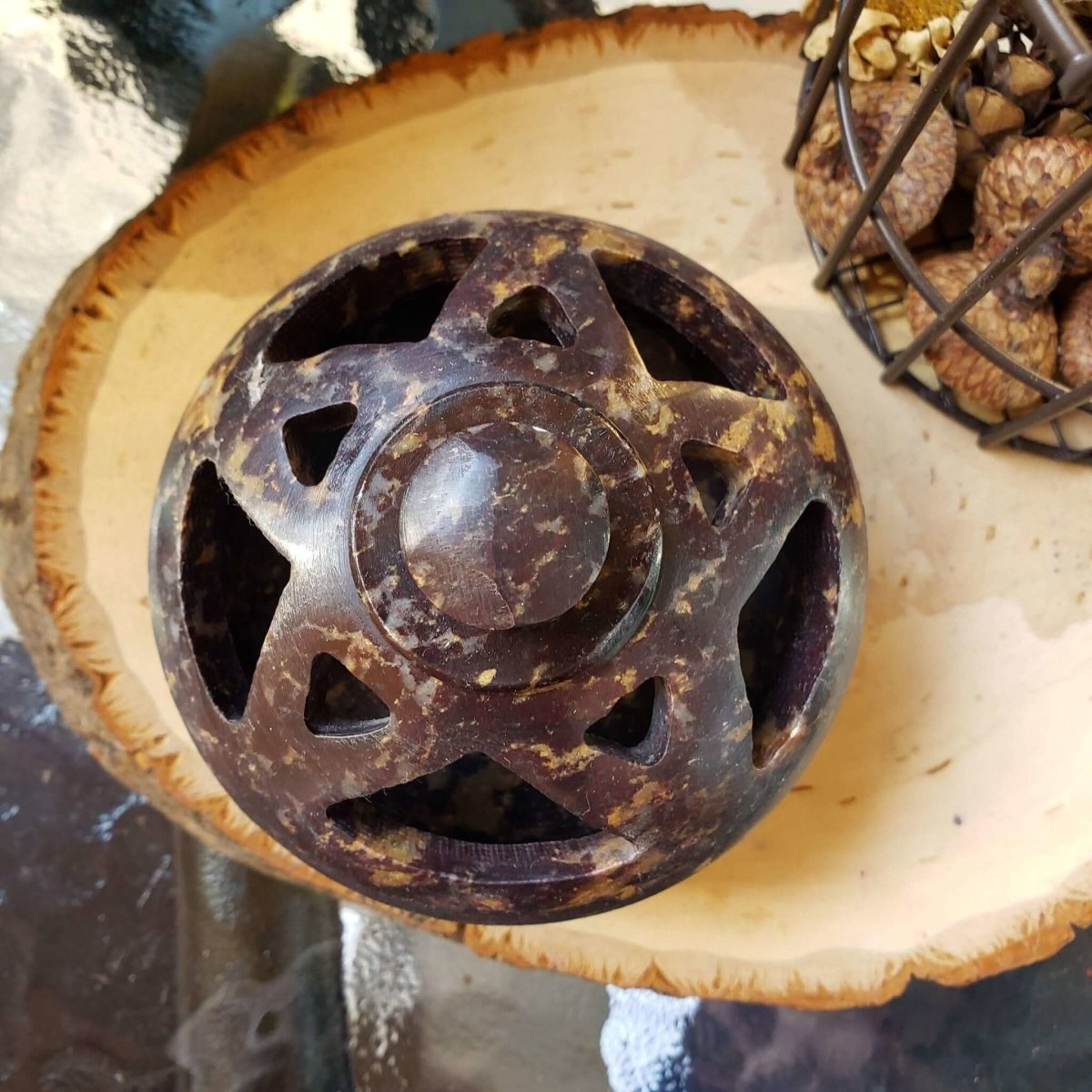 Pentacle Soapstone Multi Burner, Charcoal Burner, Incense holder -