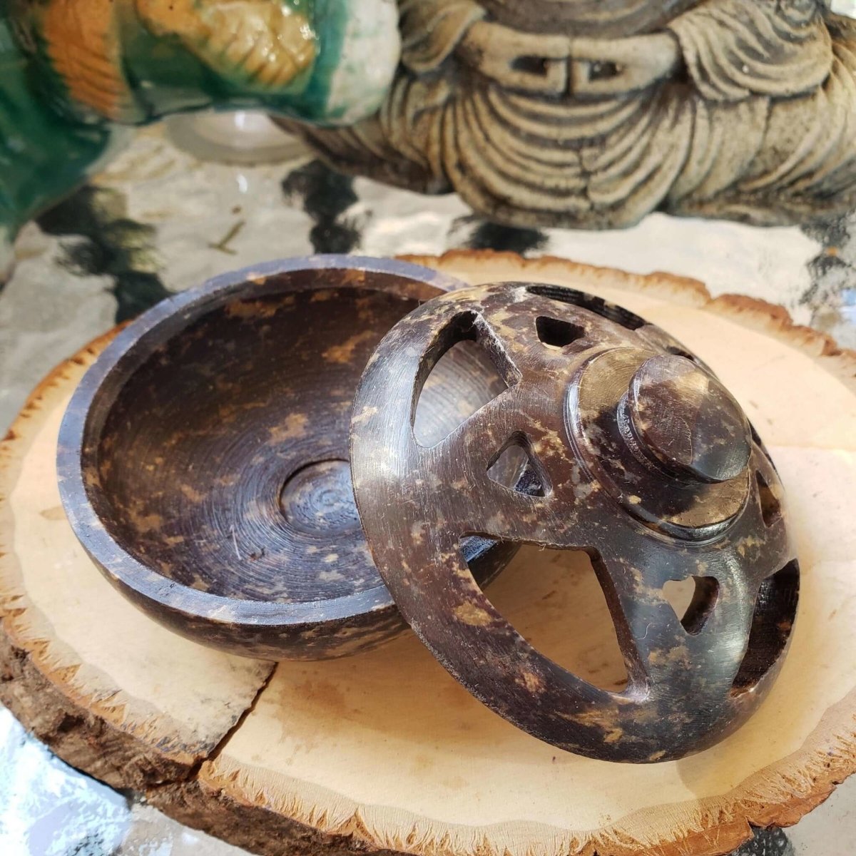 Pentacle Soapstone Multi Burner, Charcoal Burner, Incense holder -