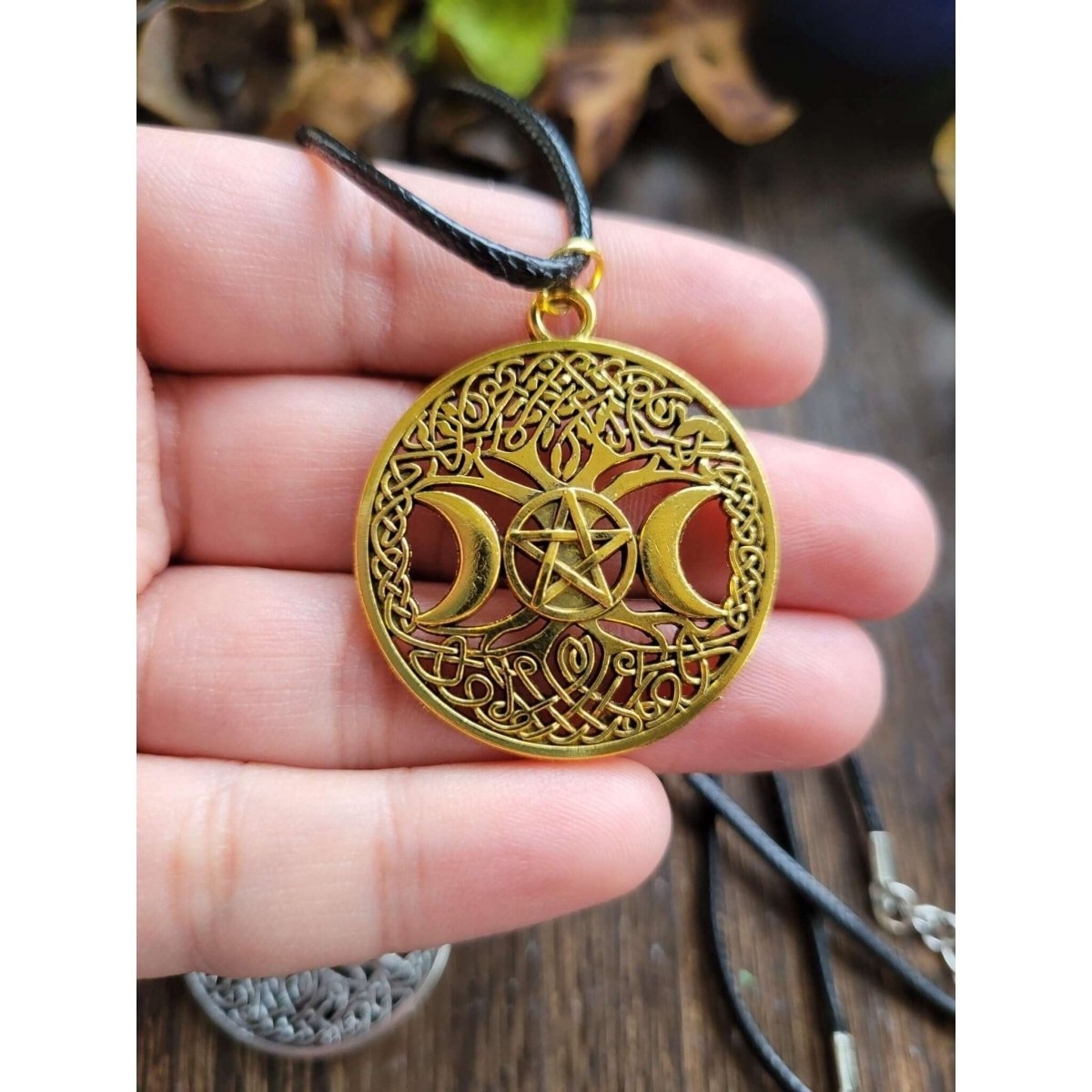 Protection Charm / Triple Moon Pentagram Talisman/ Protection Jewelry -Charms & Pendants