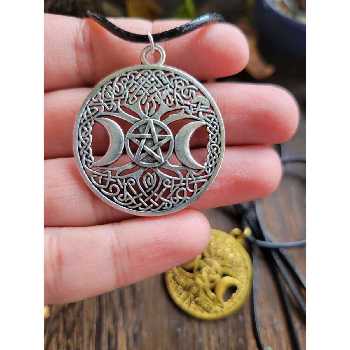 Protection Charm / Triple Moon Pentagram Talisman/ Protection Jewelry -Charms & Pendants