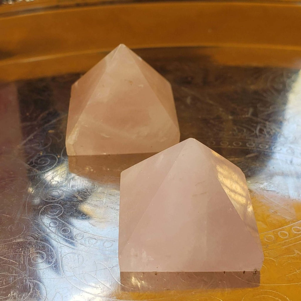 Pyramid Small(25mm-30mm) / Pyrite Pyramid, Rose Quartz, Clear Quartz , Hematite. Energy Amplification -