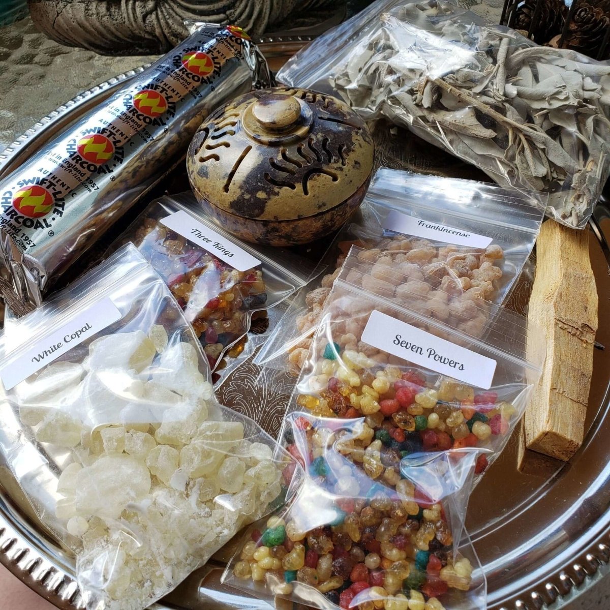 Resin Burner, Starter Kit, Charcoal Burner, Loose Incense Kit, Incense, Altar Incense, Altar Tool -Incense Holders