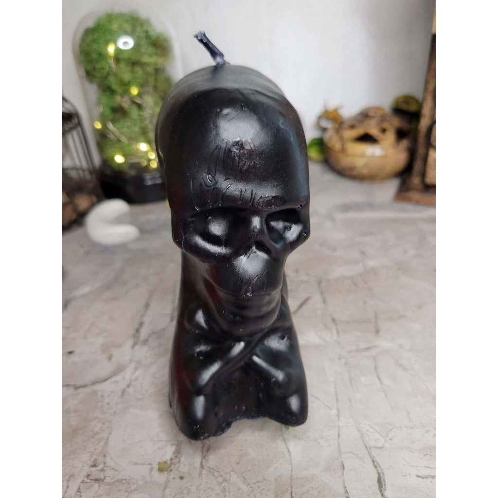 Ritual Skull / Skeleton Shaped Candle White, Red and Black -