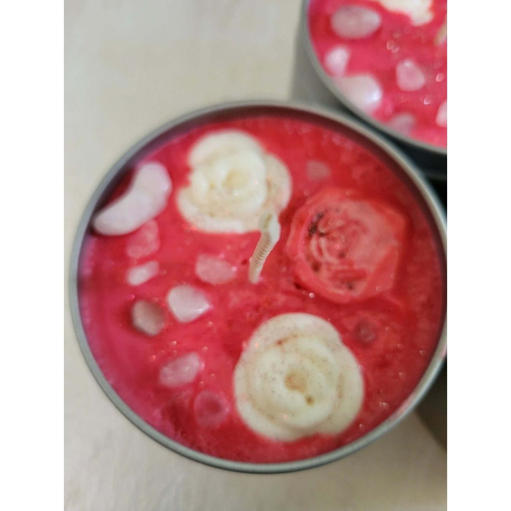 Rose Crystal candles 8oz - fresh roses, love candle -Candles