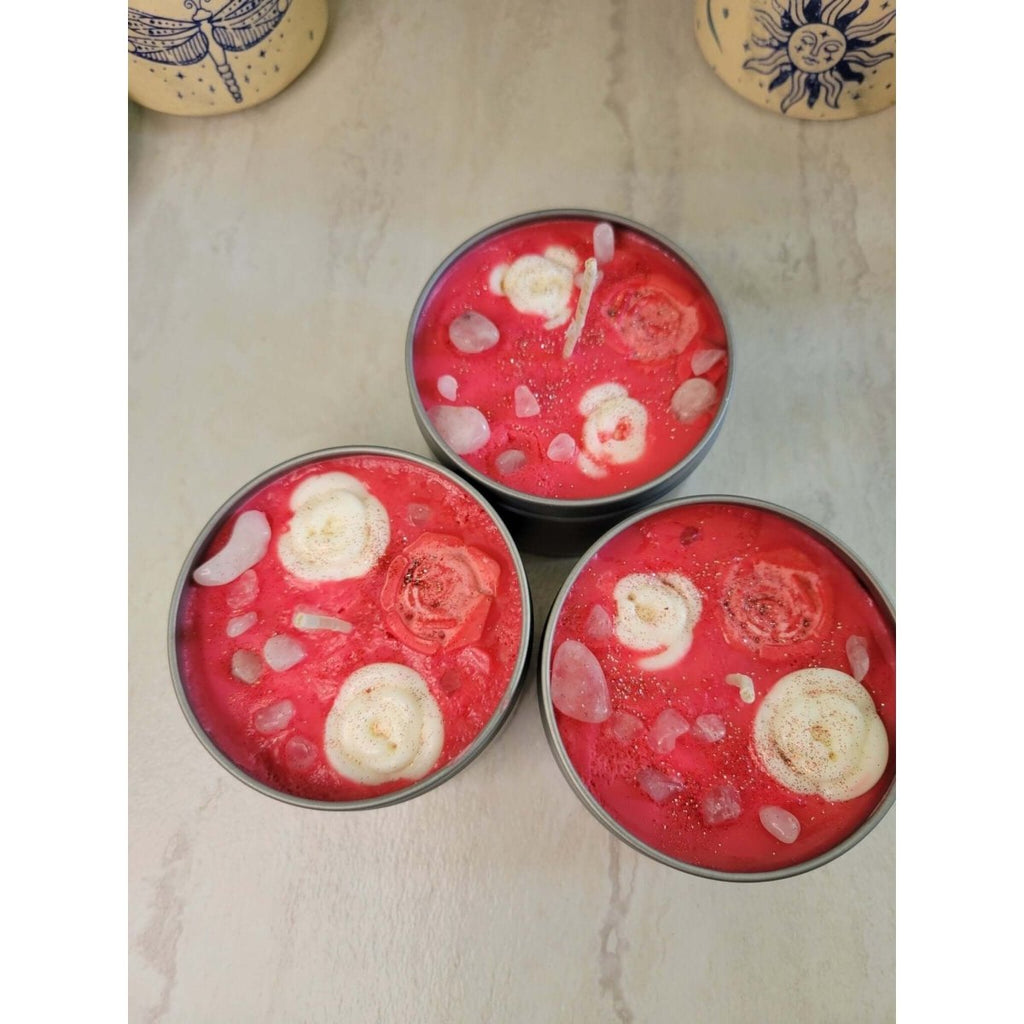 Rose Crystal candles 8oz - fresh roses, love candle -Candles