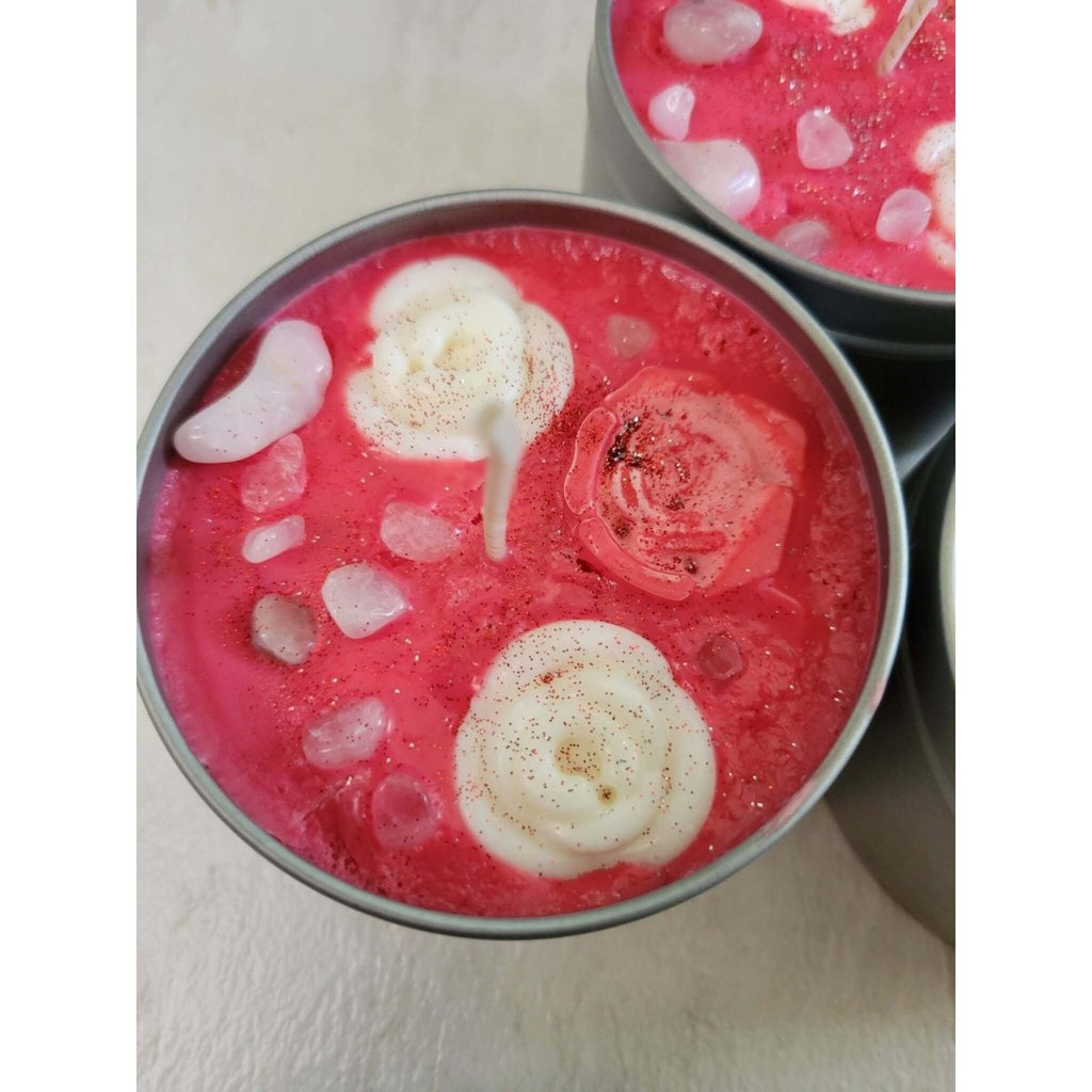 Rose Crystal candles 8oz - fresh roses, love candle -Candles