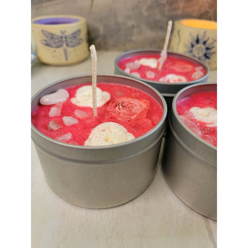 Rose Crystal candles 8oz - fresh roses, love candle -Candles