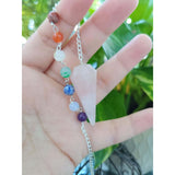 Rose Quartz 7 chakra chain Pendulum, Divination Tool, Crystal Pendulum, Reiki Charged, Energy Balancing -