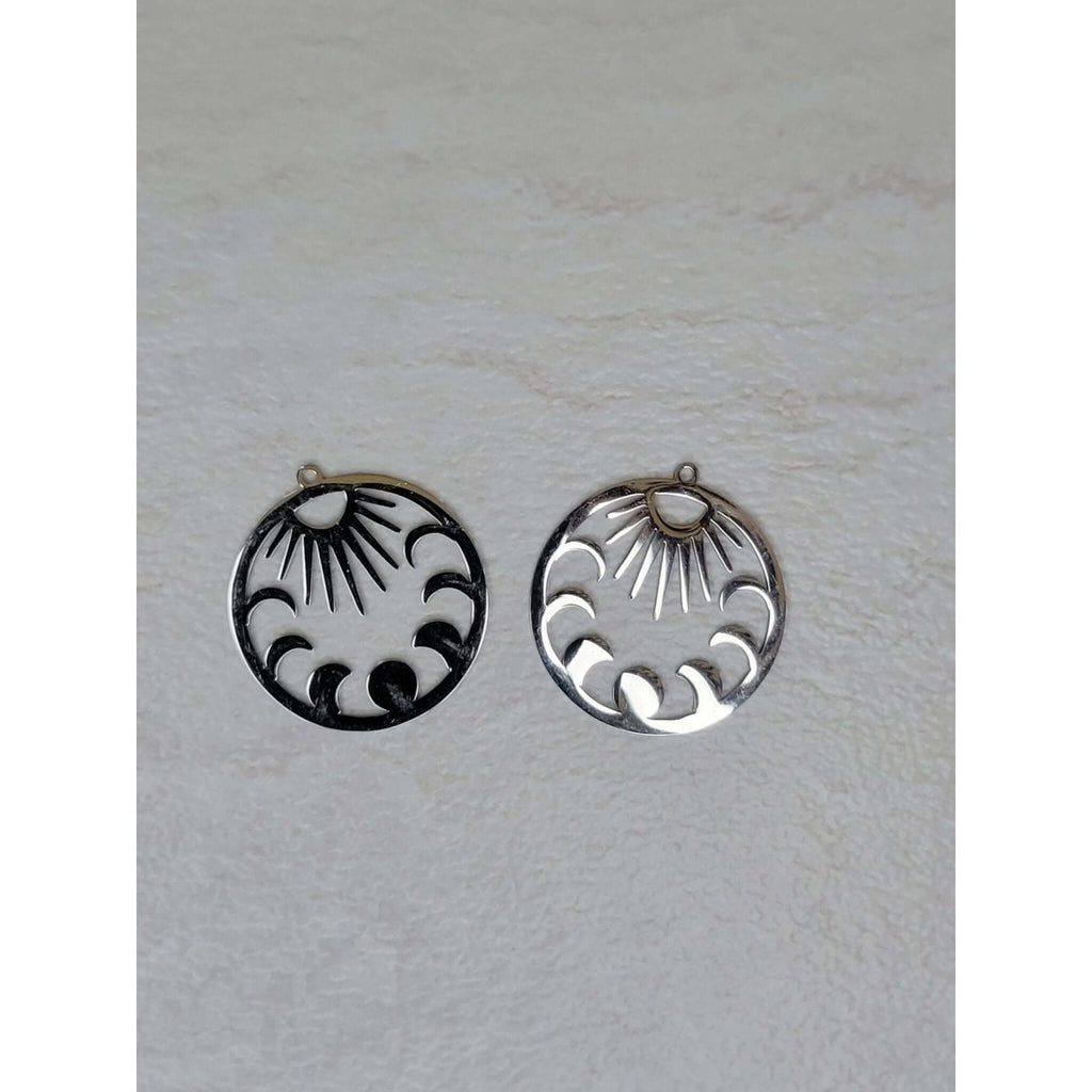 Round Sun and Moon Phases Pendants Jewelry making Sun Moon Charms -Charms & Pendants