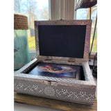 Seven Chakra Carved Metal over Wood/ Tarot Box/ Altar Box -