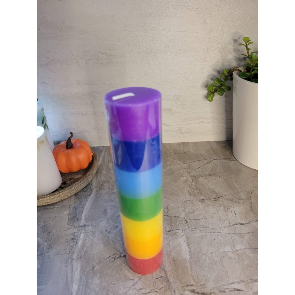Seven Chakras Layered Candle Unscented Chakra Candles | 7 " Tall Candles -