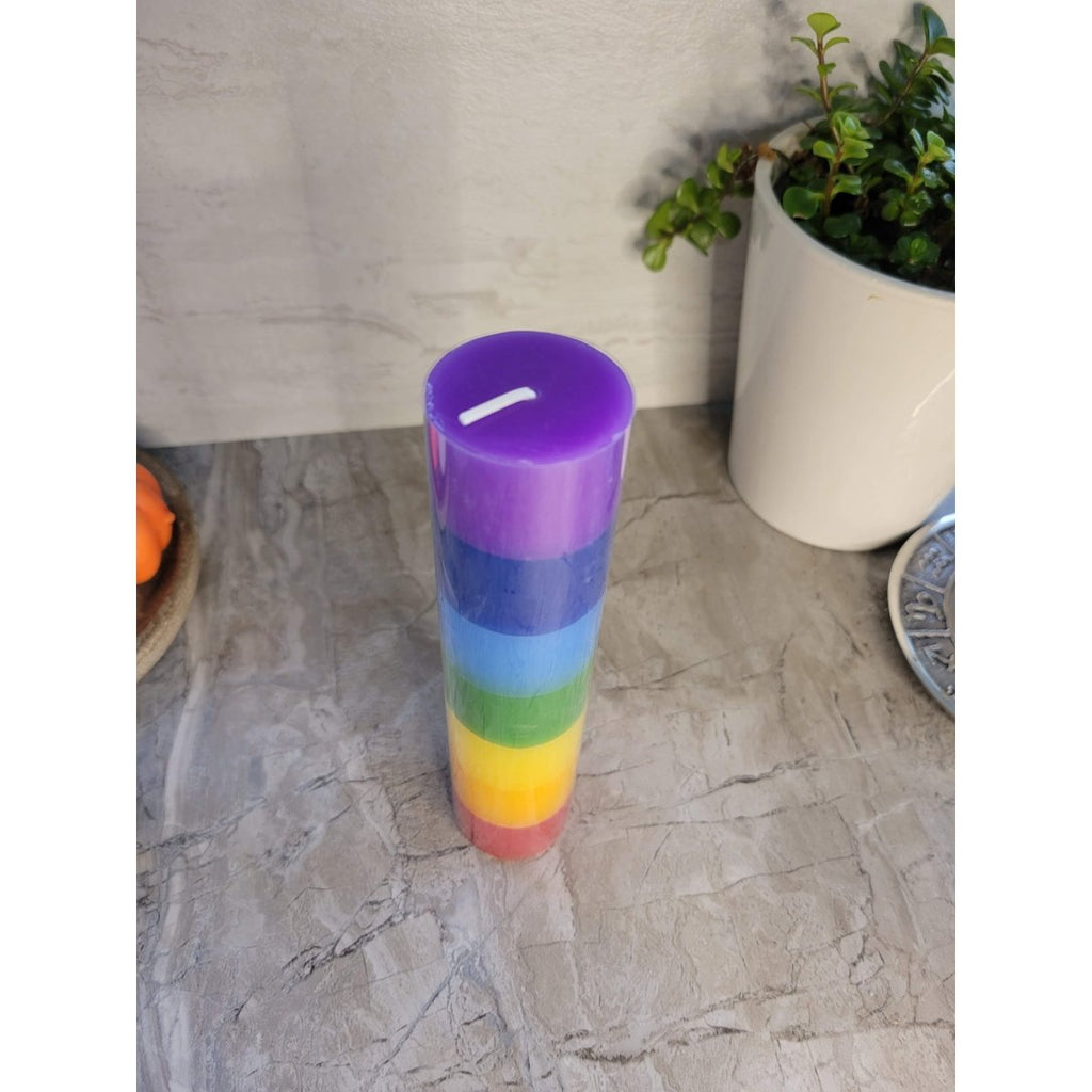 Seven Chakras Layered Candle Unscented Chakra Candles | 7 " Tall Candles -