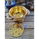 Small Brass Burner/ Cauldron with Screen/ Green Witch Apothecary -