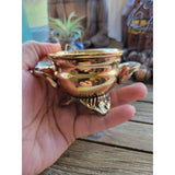 Small Brass Burner/ Cauldron with Screen/ Green Witch Apothecary -