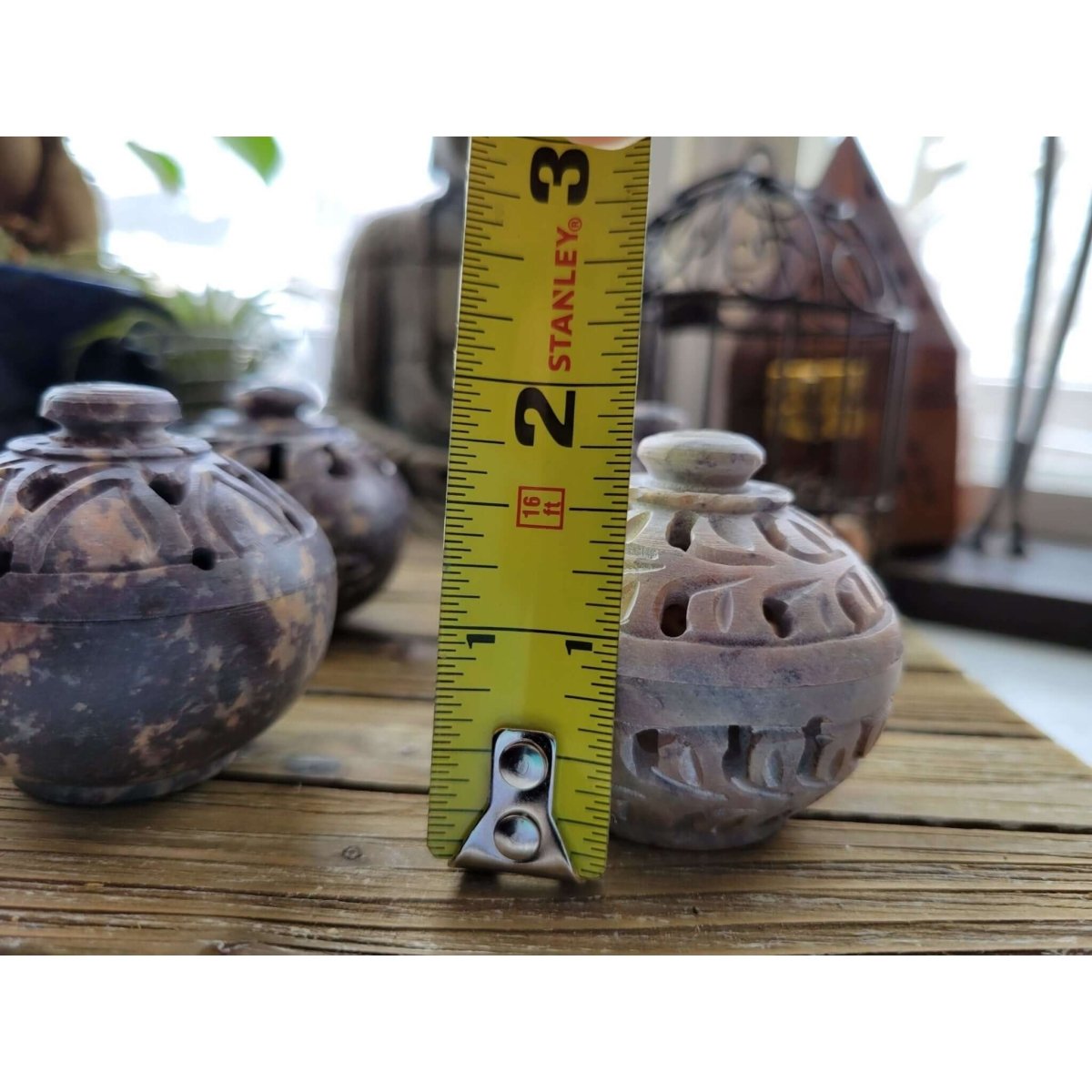 Small Soapstone Burner in Lid Assorted Designs/ Incense Burner -