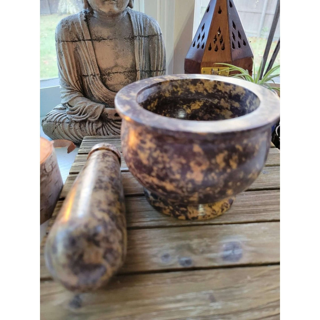 Soapstone Mortar & Pestle - Witchcraft, Kitchen Witchery, Incense Crafting -