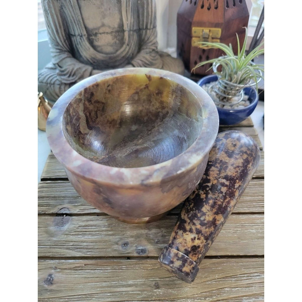 Soapstone Mortar & Pestle - Witchcraft, Kitchen Witchery, Incense Crafting -