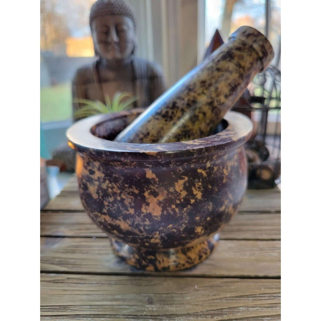 Soapstone Mortar & Pestle - Witchcraft, Kitchen Witchery, Incense Crafting -