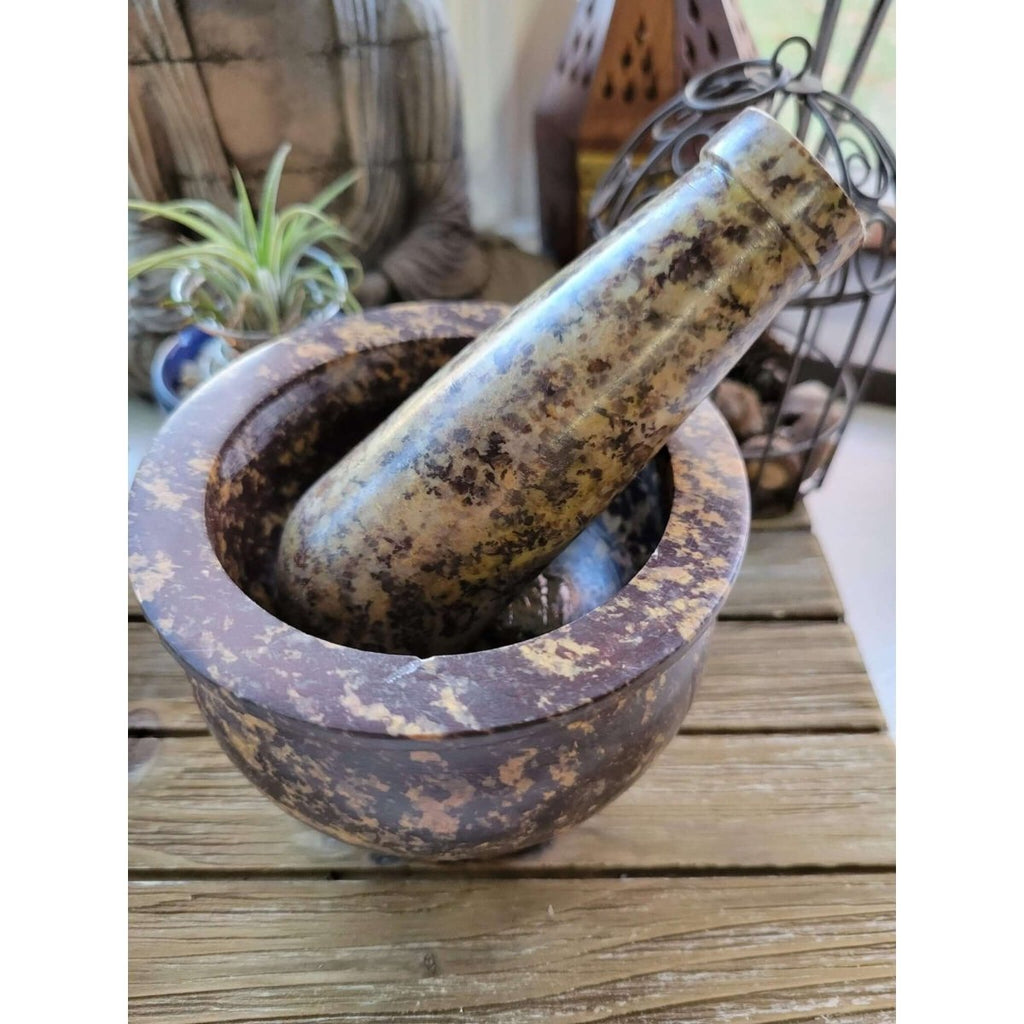 Soapstone Mortar & Pestle - Witchcraft, Kitchen Witchery, Incense Crafting -