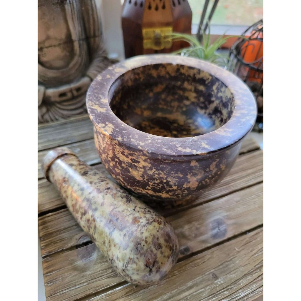 Soapstone Mortar & Pestle - Witchcraft, Kitchen Witchery, Incense Crafting -
