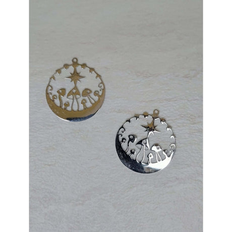 Star Mushroom Charms, Moon Phases with Mushroom Pendants Jewelry making -Charms & Pendants