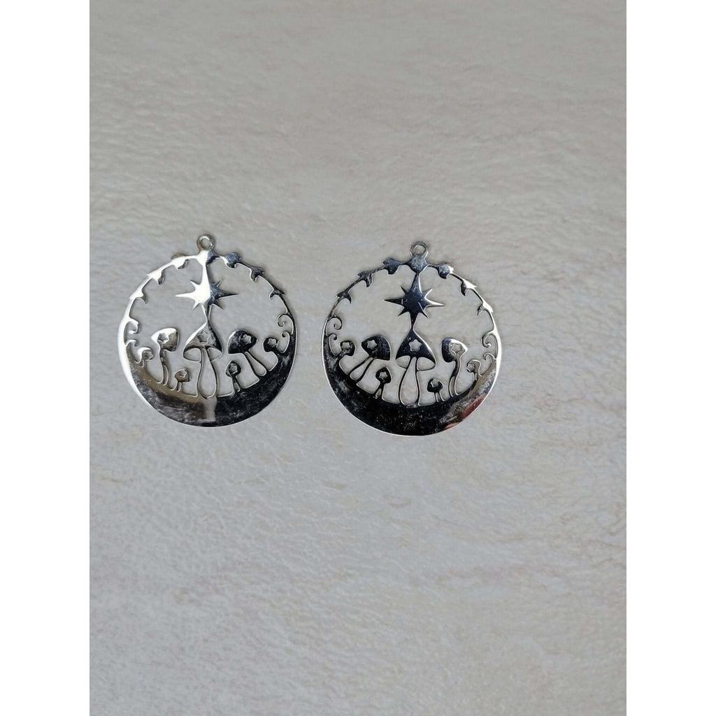 Star Mushroom Charms, Moon Phases with Mushroom Pendants Jewelry making -Charms & Pendants