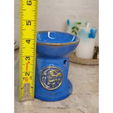 Sun and Moon Blue Oil Burner , Wax Warmer, Metaphysical Décor, Handmade Ceramic -Candle & Oil Warmers