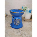 Sun and Moon Blue Oil Burner , Wax Warmer, Metaphysical Décor, Handmade Ceramic -Candle & Oil Warmers