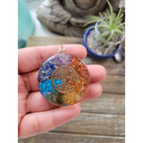 Tree of Life round 7 chakra Orgone Energy Pendant 1.5" -