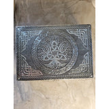 Tree of Life Triquetra handmade carved metal over wood/ tarot box/ altar box -Decor