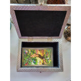 Triple Moon Carved Metal over Wood/ Tarot Box/ Altar Box/ Goddess of Earth Box -