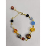 Universe Galaxy The Nine Planets Guardian Star, Natural Mixed Gemstone Beads Bracelets -