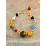 Universe Galaxy The Nine Planets Guardian Star, Natural Mixed Gemstone Beads Bracelets -